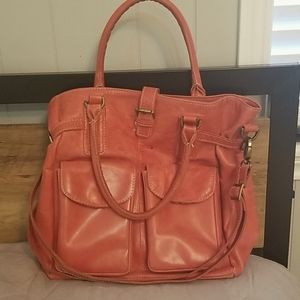 Rustic Red Leather Satchel Purse